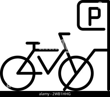 Bicycle rental. Parking sign. Pixel perfect, editable stroke icon Stock Vector