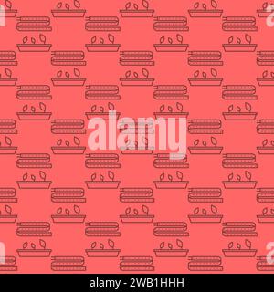 LED Grow Light Strip vector concept red seamless pattern in thin line style Stock Vector