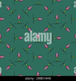 Phyto Light Bulb vector Agro Equipment concept colored seamless pattern Stock Vector