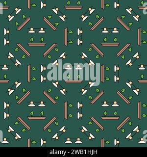 Hanging Grow Lights with Plants vector Phytolamps concept colored seamless pattern Stock Vector