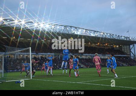 Peterborough, UK. 07th Jan, 2024. Goalmouth action at the Peterborough United v Leeds United Emirates FA Cup 3rd round match, at the Weston Homes Stadium, Peterborough, Cambridgeshire, on 7th January, 2024. Credit: Paul Marriott/Alamy Live News Stock Photo