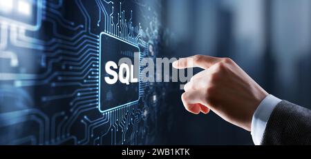 SQL Structured Query Language. Technology concept. Icon virtual screen Stock Photo