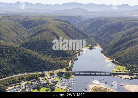 The N2 freeway crossing the Keurbooms River and Estuary. Stock Photo