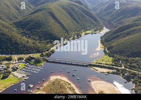 The N2 freeway crossing the Keurbooms River and Estuary. Stock Photo