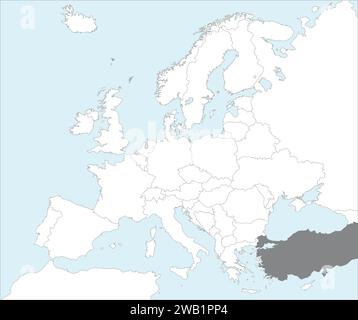 Location map of the REPUBLIC OF TURKEY/TURKIYE, EUROPE Stock Vector