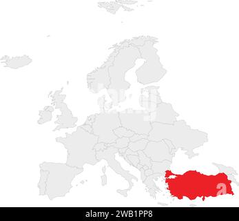 Location map of the REPUBLIC OF TURKEY/TURKIYE, EUROPE Stock Vector