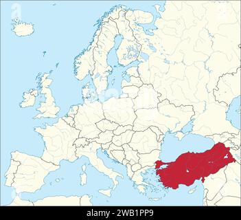 Location map of the REPUBLIC OF TURKEY/TURKIYE, EUROPE Stock Vector