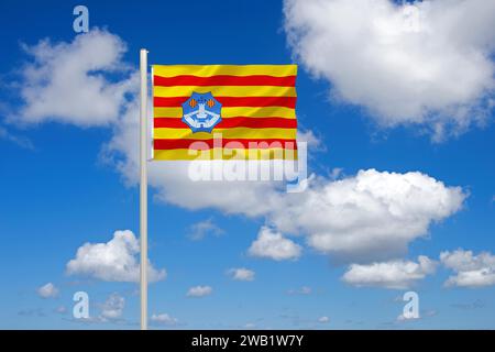 The flag of Menorca, Island, Balearic Islands, Spain, Europe, EU, Studio Stock Photo