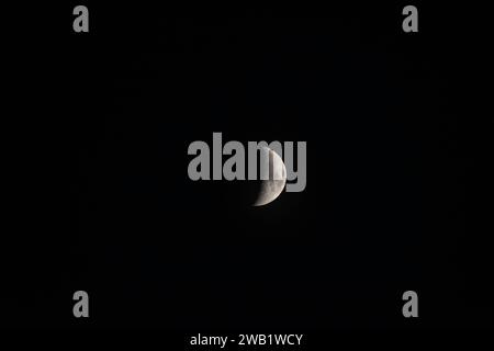 Waxing moon, crescent moon in the night sky, Munich, Bavaria, Germany Stock Photo