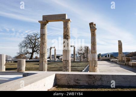 Vergina, Greece -January 5, 2024: The Palace of Aigai following 16 ...