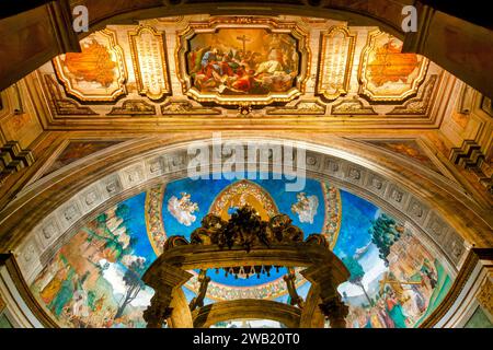 Main altar and apse of the Basilica di Santa Croce in Gerusalemme, Rome, Italy, Stock Photo