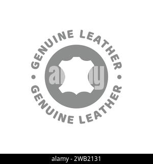 Genuine leather vector label. Stamp or tag for fabrics. Stock Vector