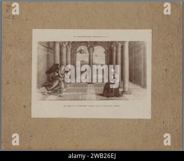 Photo production of a painting by Rafaël, representing the Annunciation, c. 1875 - c. 1900 photograph  Vatican Museaafter Painting by: Italy cardboard. photographic support albumen print the Annunciation: Mary sitting Vatican Museums Stock Photo