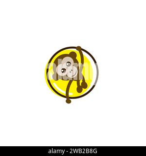 Hanging Monkey logo or icon design Stock Vector