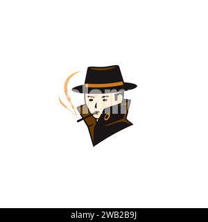 Smoking Detective logo or icon design Stock Vector
