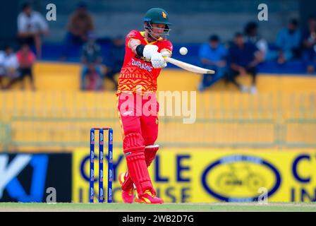 Colombo, Sri Lanka. 08th January 2024. Zimbabwe's captain Craig Ervine plays a shot during the 2nd one-day international (ODI) cricket match between Sri Lanka vs Zimbabwe at the R. Premadasa Stadium in Colombo on 08th January 2024. Viraj Kothalwala/Alamy Live News Stock Photo