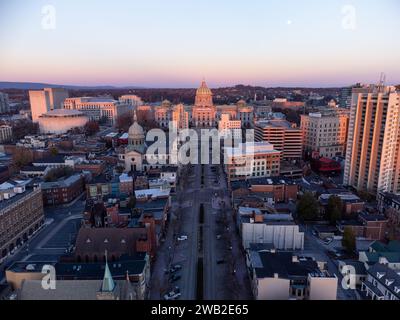 Pennsylvania State Capitol Aerial Sunset Stock Photo