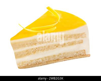 Cream Lemon Cake isolated on white  background Stock Photo