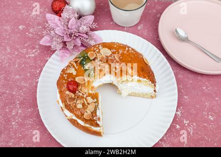 King's Cake Delight: A Festive Spanish christmas Tradition Stock Photo