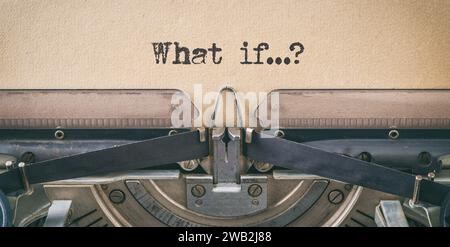 Text written with a vintage typewriter - What if Stock Photo