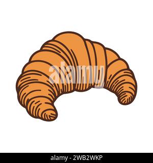 One line drawn croissant. Vector illustration. Stock Vector