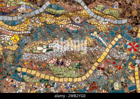 Abstract background from multi-colored fragments of ceramics. Stock Photo