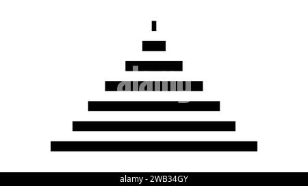 Black and white horizontal lines forming a pyramid. Monochrome stripes forming a triangle. Simple geometric design. Minimalist graphic. Logo, icon, pictogram for design. Vector on white background Stock Vector