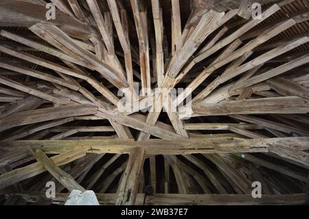 Ancient wooden framework (16th - 17th century) of the Tour César in Provins Stock Photo