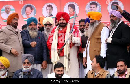 BATHINDA, INDIA - JANUARY 7: Former PPCC president & senior leader Navjot Singh Sidhu during a rally in Kotshamir village at Bathinda District, on January 7, 2024 in Bathinda, India. Navjot Singh Sidhu Sunday attacked the AAP government in Punjab over various issues including rising debt during a rally. (Photo by Sanjeev Kumar/Hindustan Times/Sipa USA ) Credit: Sipa USA/Alamy Live News Stock Photo