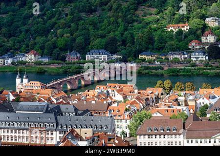 Heidelberg city center with the Old Bridge, Baden Wurttemberg, Germany Stock Photo