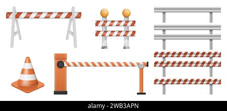 Road works barriers and protection fence. Vector illustration. Eps 10. Stock Vector