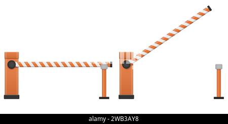 Open, closed parking car barrier Vector illustration. Eps 10. Stock Vector