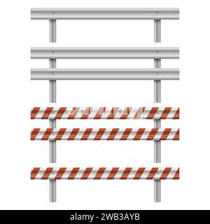 Guard rail road fence steel barrier. Metallic road barrier fence. Vector illustration. Eps 10. Stock Vector