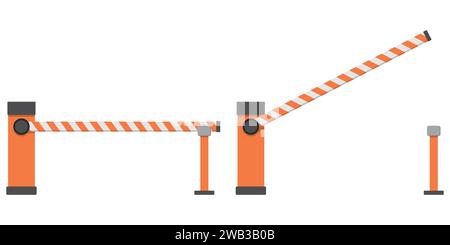Open, closed parking car barrier Vector illustration. Eps 10. Stock Vector