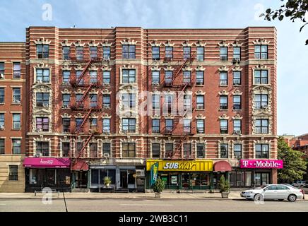 Sass & Smallheiser designed 451-453 East 166th Street, on the corner of Pleasant Avenue. The buildings were completed in 1920. Stock Photo