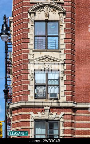 Sass & Smallheiser designed 451-453 East 166th Street, on the corner of Pleasant Avenue. The buildings were completed in 1920. Stock Photo