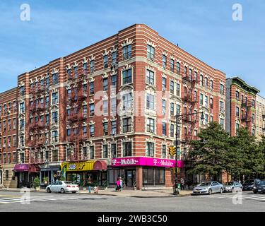 Sass & Smallheiser designed 451-453 East 166th Street, on the corner of Pleasant Avenue. The buildings were completed in 1920. Stock Photo