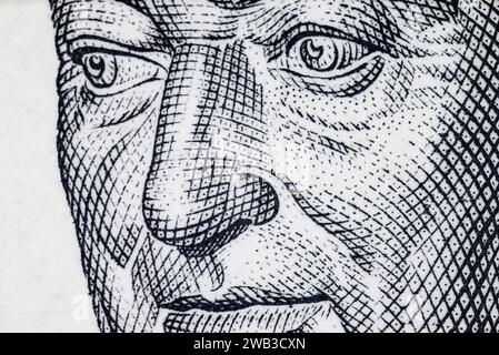 Portrait of Dr. Ernst Ludwig Heim (1747-1837)  medical pioneer- detail from a German postage stamp (Berlin: 1984) Stock Photo