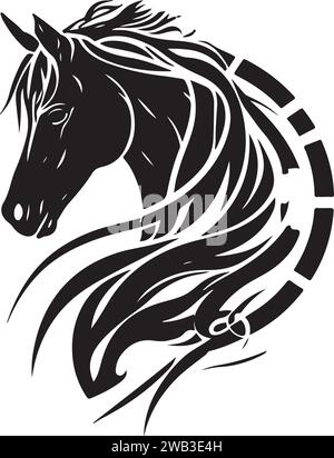 Vector silhouette of a horses head with ornament. Vector illustration ...