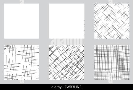 Crosshatch pattern set. Seamless hand draw pattern. Simple crosshatch sketch. Stock Vector