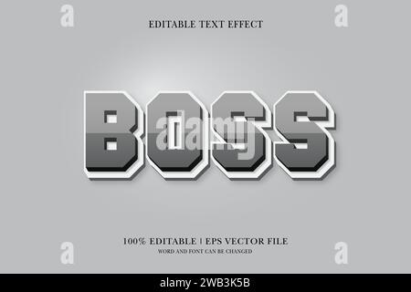 Boss Editable text Effect with 3d vector design Stock Vector