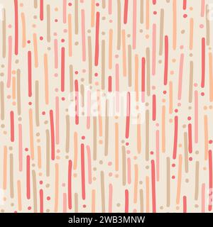 Seamless vector pattern with Hand drawn parallel dashed lines peach pink, textile, packaging. Vector illustration Stock Vector