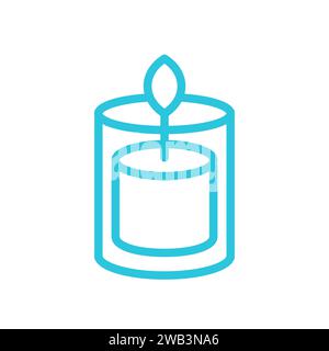 Burning Candle in glass jar icon. From blue icon set. Stock Vector