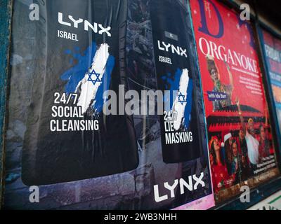 Anti-Israel posters on a notice board in Brighton Stock Photo