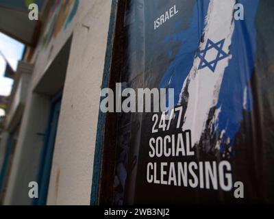 Anti-Israel posters on a notice board in Brighton Stock Photo