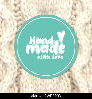 Winter socks label, hand made with love, sticker background Stock Vector