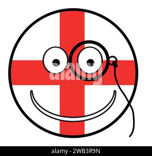 n emoji smile face button with the England flag all isolated on a white background Stock Vector