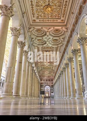 North aisle in the papal basilica of St Paul outside the Walls, Rome
