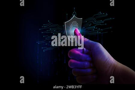 Thumbs to scan fingerprints or for digital processing biometric identification to access security systems Stock Photo