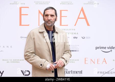 Rome, Italy. 08th Jan, 2024. Adamo Dionisi attends the photocall of movie Enea at Hotel De La Ville. Credit: SOPA Images Limited/Alamy Live News Stock Photo